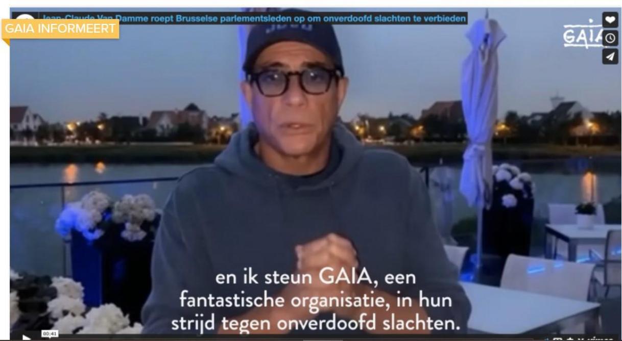 Gaia gooit Jean-Claude Van Damme in strijd tegen Brussels verbod op onverdoofd slachten
