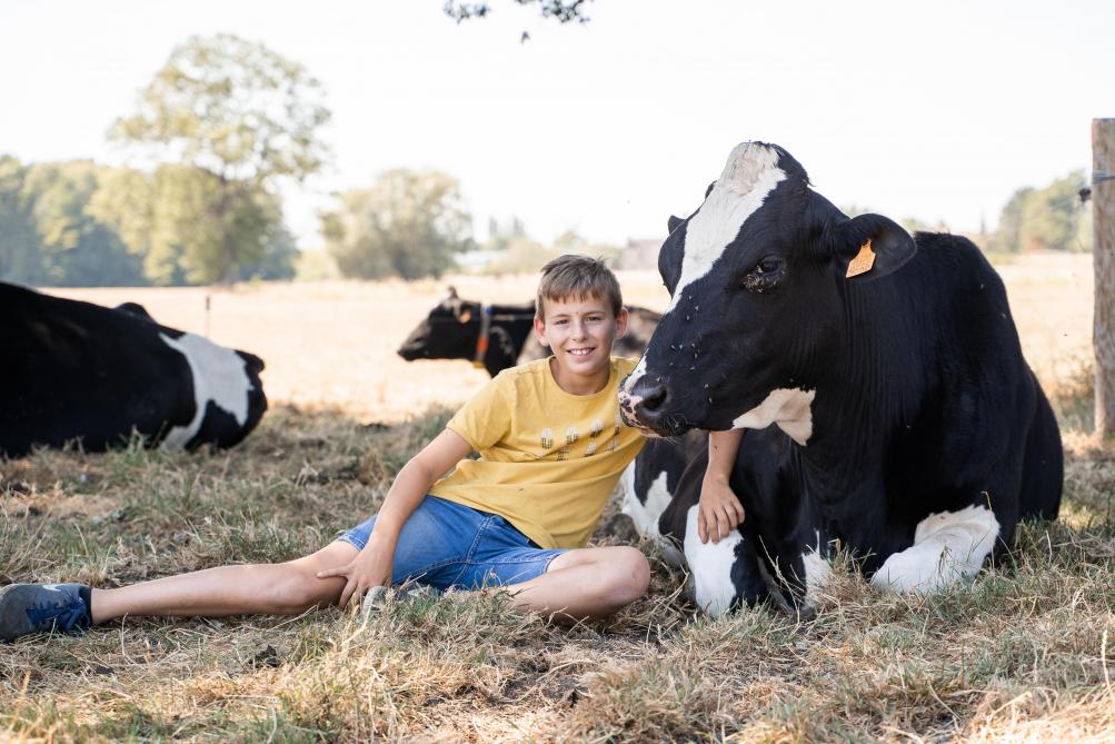 Karen en Gert merken dat de koeien rustiger zijn geworden sinds er kinderen rondlopen op de boerderij.