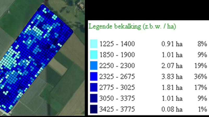 Taakkaart voor het variabel toedienen van kalk op basis van een bodemscan.