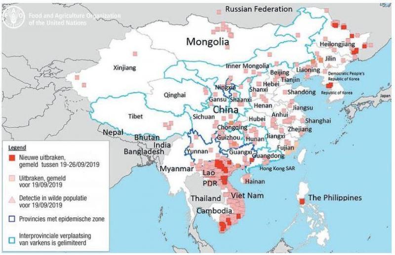 Wekelijkse update van de situatie inzake Afrikaanse varkenspest in Azië.