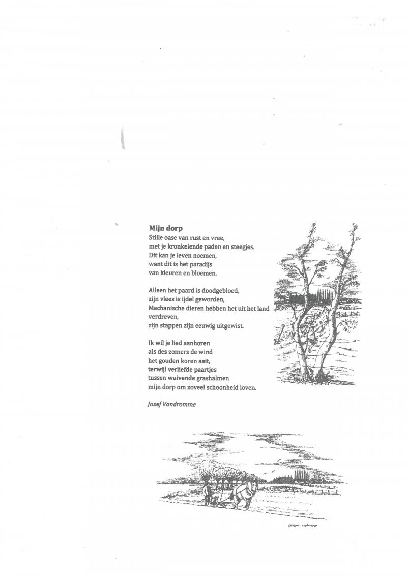 Plattelandsdichter Jozef Vandromme uit Geluwe deelt elke maand van het jaar 2020 een echt buitengedicht met de lezers van Landbouwleven. De tekening is van de hand van  Georges Vandromme.