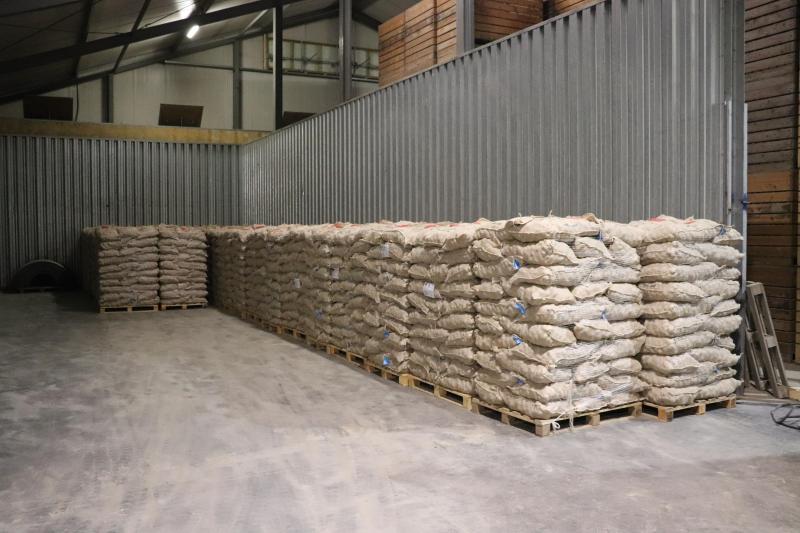 In de hangar staat pootgoed klaar voor export. Het wordt geëxporteerd naar onder meer Algerije, Marokko, Zuid-Europa en het Midden-Oosten, maar ook naar ons land en Duitsland.