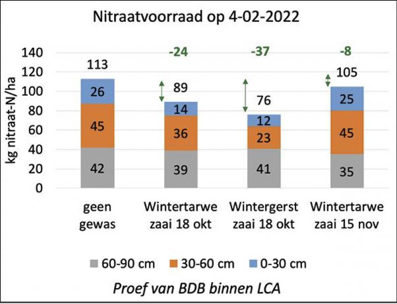 Figuur 4: Nitraatvoorraad op 4 februari 2022.