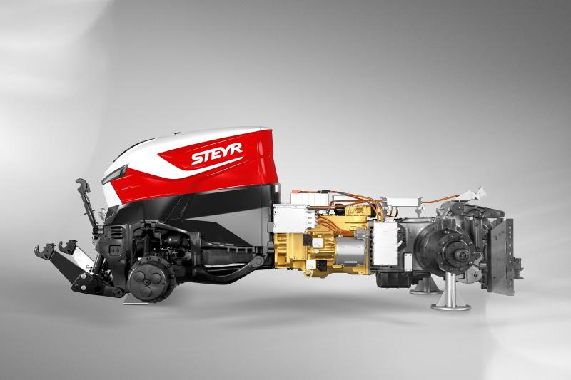 Het ’Hybrid Drive Konzept’ van Steyr maakt gebruik van diesel en elektrische  aandrijfmogelijkheden.