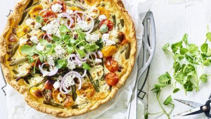 Quiche met boontjes, kerstomaat, lamsgehakt en geitenkaas (2)