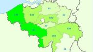 De verdeling van de Vegaplan gecertificeerde loonwerkers over België.