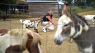 Sarah organiseert de feestjes en verzorgt het kleinvee op de boerderij. In drukke maanden komt er elke weekdag een klas langs.