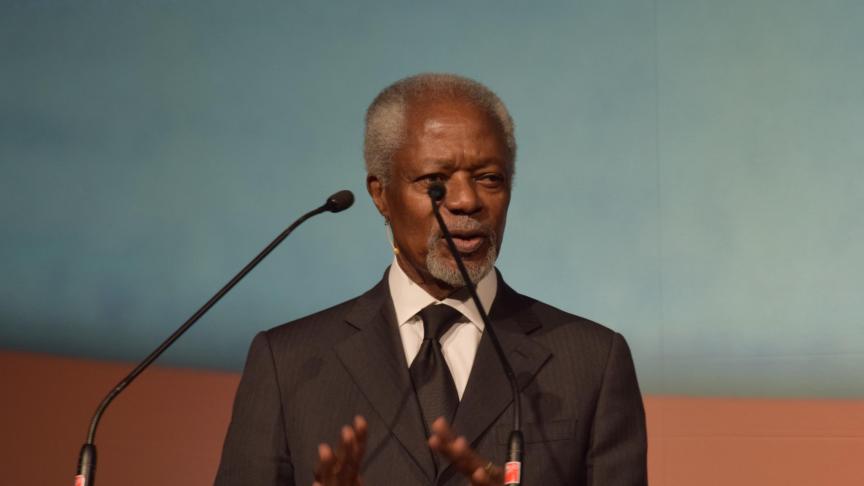 Voormalig secretaris- generaal van de UN Kofi Annan opende het Forum.