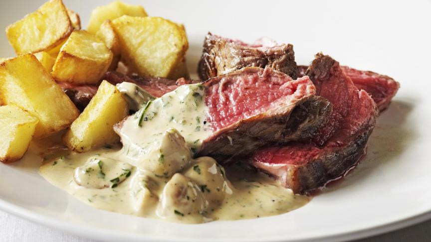 Belgische champignons in combinatie met kwaliteitsvol rundvlees in een heerlijke marinade.