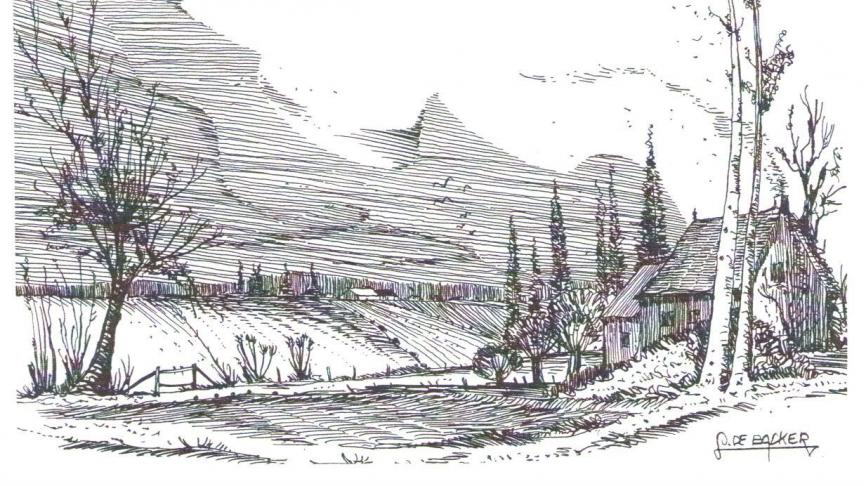 Plattelandsdichter Jozef Vandromme uit Geluwe schreef voor elk seizoen een echt buitengedicht. De tekening is van de hand van Laurent De Backer.