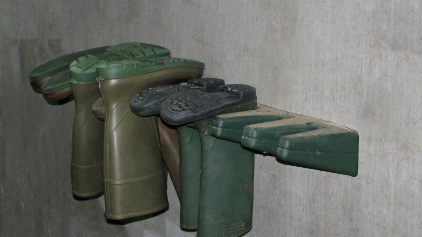 Bioveiligheid is ook: propere bedrijfseigen laarzen voorzien voor erfbetreders.