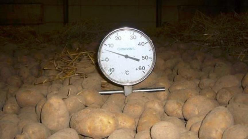 Bij het drogen is het nuttig de temperatuur te meten op verschillende plaatsen in de loods.