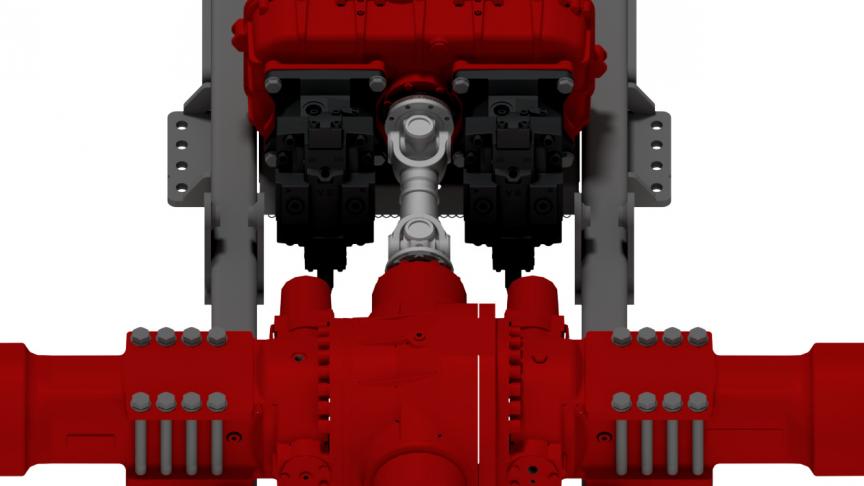 Achteras met dubbele motor.