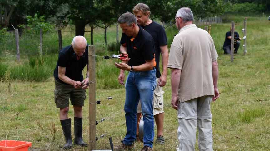 Vrijwilligers starten met opleiding om wolfbestendige omheiningen met schrikdraad te plaatsen.