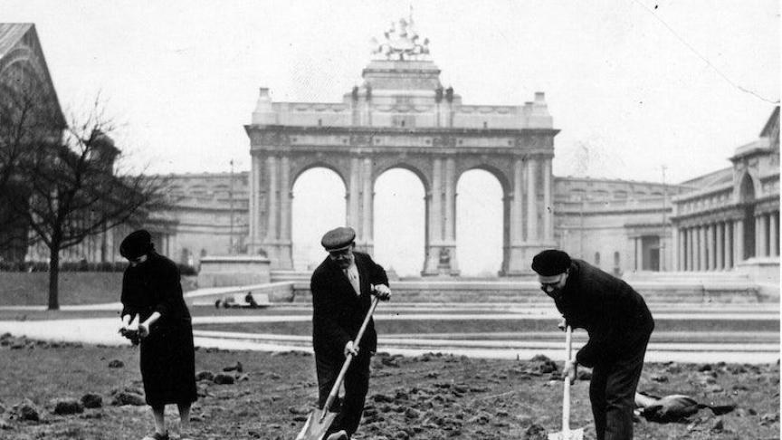 Voedseltuintjes speelden een belangrijke rol tijdens de wereldoorlogen. Ook het Jubelpark werd voor het verbouwen van gewassen aangewend.