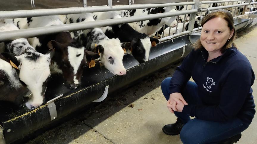 Als er nieuwe kalveren aankomen, of als er vertrekken, neemt An de tijd om de stallen tot in de perfectie te reinigen.