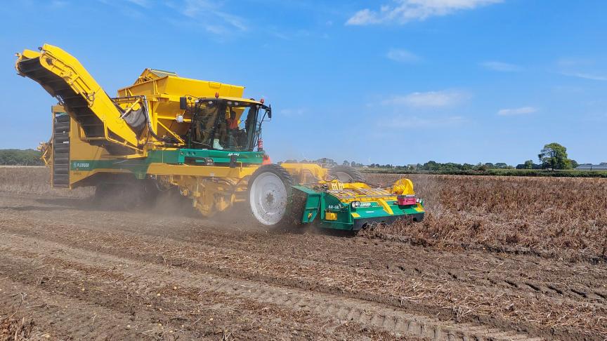 Kwalitatief werk verrichten bij het rooien en inschuren van aardappels zal dit jaar een uitdaging zijn.